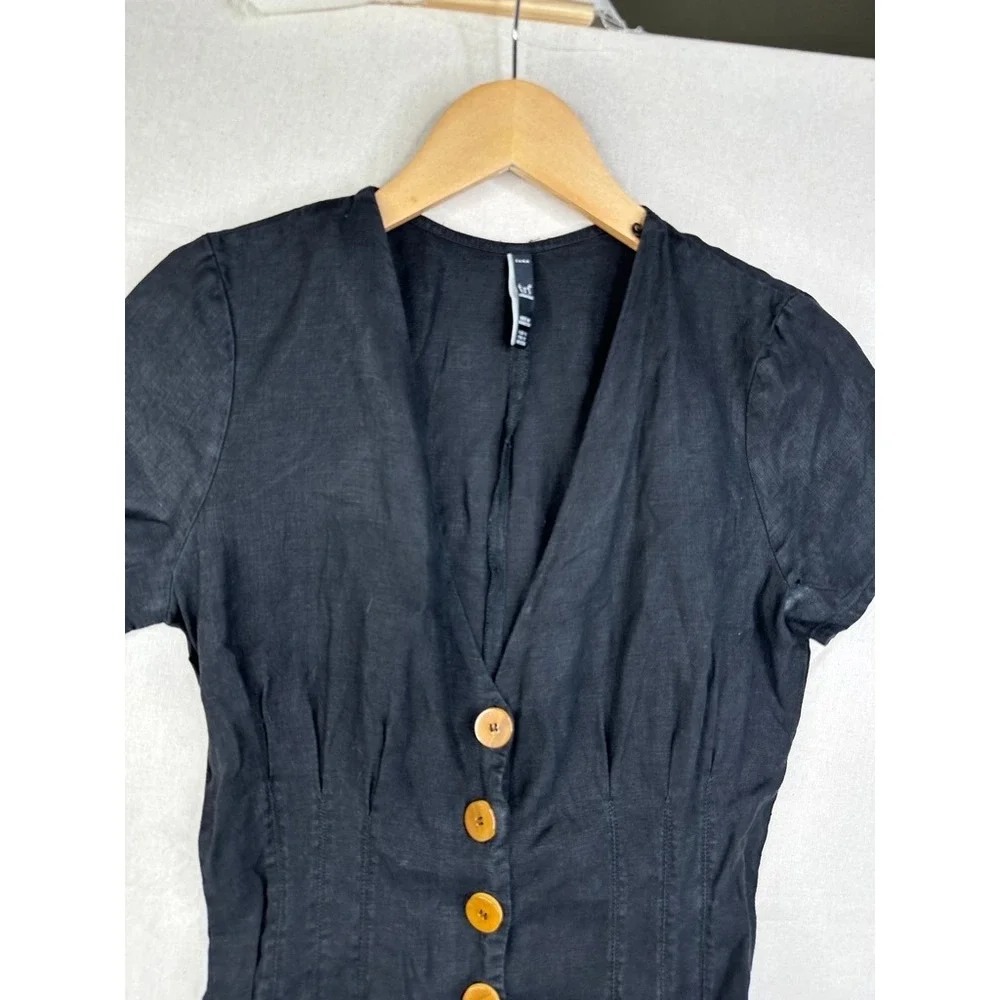 Zara Linen Button‎ Down Rompers Black Size Small